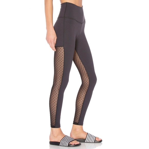Beyond Yoga Pants - Beyond Yoga Gray High Rise Polka Dot Mesh Leggings